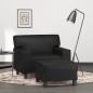 vidaXL Sessel mit Hocker Schwarz 60 cm Kunstleder vidaXL Sessel mit Hocker Schwarz 60 cm Kunstleder