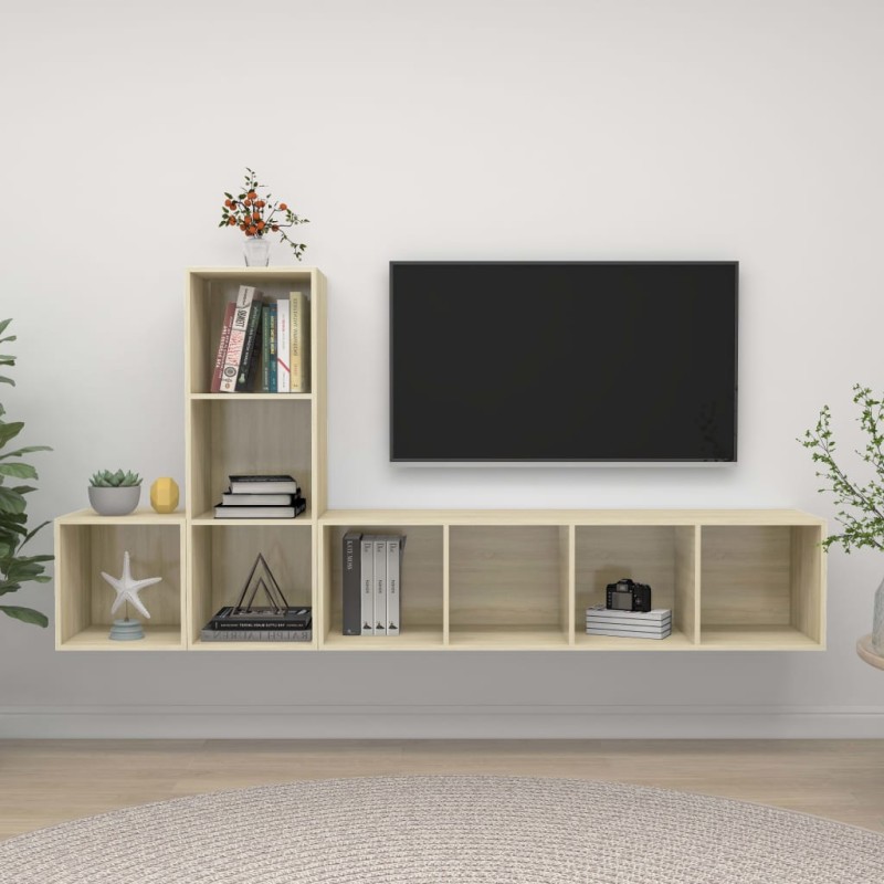 vidaXL 3-tlg. TV-Schrank-Set Sonoma-Eiche Holzwerkstoff vidaXL 3-tlg. TV-Schrank-Set Sonoma-Eiche Holzwerkstoff