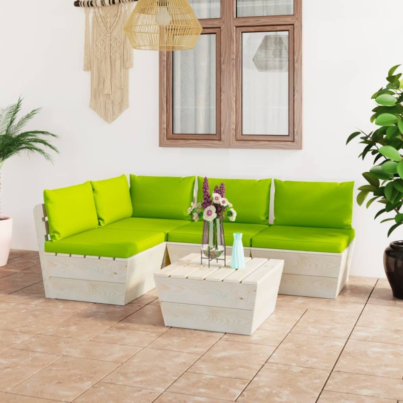vidaXL 5-tlg. Garten-Sofagarnitur aus Paletten mit Kissen Fichtenholz vidaXL 5-tlg. Garten-Sofagarnitur aus Paletten mit Kissen Fichtenholz