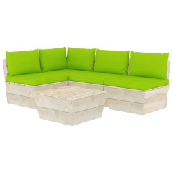 vidaXL 5-tlg. Garten-Sofagarnitur aus Paletten mit Kissen Fichtenholz