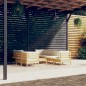 vidaXL 8-tlg. Garten-Lounge-Set mit Creme Kissen Massivholz Kiefer vidaXL 8-tlg. Garten-Lounge-Set mit Creme Kissen Massivholz Kiefer