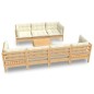 vidaXL 8-tlg. Garten-Lounge-Set mit Creme Kissen Massivholz Kiefer vidaXL 8-tlg. Garten-Lounge-Set mit Creme Kissen Massivholz Kiefer