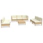 vidaXL 8-tlg. Garten-Lounge-Set mit Creme Kissen Massivholz Kiefer vidaXL 8-tlg. Garten-Lounge-Set mit Creme Kissen Massivholz Kiefer