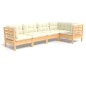 vidaXL 5-tlg. Garten-Lounge-Set mit Creme Kissen Kiefernholz vidaXL 5-tlg. Garten-Lounge-Set mit Creme Kissen Kiefernholz