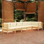 vidaXL 6-tlg. Garten-Lounge-Set mit Creme Kissen Kiefernholz vidaXL 6-tlg. Garten-Lounge-Set mit Creme Kissen Kiefernholz
