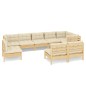 vidaXL 9-tlg. Garten-Lounge-Set mit Creme Kissen Massivholz Kiefer vidaXL 9-tlg. Garten-Lounge-Set mit Creme Kissen Massivholz Kiefer