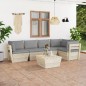 6-tlg. Garten-Sofagarnitur aus Paletten mit Kissen Fichtenholz 6-tlg. Garten-Sofagarnitur aus Paletten mit Kissen Fichtenholz
