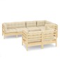 vidaXL 7-tlg. Garten-Lounge-Set mit Creme Kissen Massivholz Kiefer vidaXL 7-tlg. Garten-Lounge-Set mit Creme Kissen Massivholz Kiefer