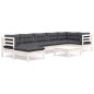 vidaXL 8-tlg. Garten-Lounge-Set mit Kissen Weiß Kiefer Massivholz vidaXL 8-tlg. Garten-Lounge-Set mit Kissen Weiß Kiefer Massivholz