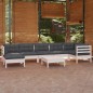 vidaXL 8-tlg. Garten-Lounge-Set mit Kissen Weiß Kiefer Massivholz vidaXL 8-tlg. Garten-Lounge-Set mit Kissen Weiß Kiefer Massivholz