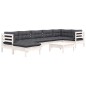vidaXL 8-tlg. Garten-Lounge-Set mit Kissen Weiß Kiefer Massivholz vidaXL 8-tlg. Garten-Lounge-Set mit Kissen Weiß Kiefer Massivholz