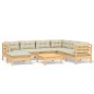 vidaXL 8-tlg. Garten-Lounge-Set mit Creme Kissen Massivholz Kiefer vidaXL 8-tlg. Garten-Lounge-Set mit Creme Kissen Massivholz Kiefer