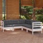 vidaXL 5-tlg. Garten-Lounge-Set mit Kissen Weiß Kiefer Massivholz vidaXL 5-tlg. Garten-Lounge-Set mit Kissen Weiß Kiefer Massivholz