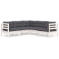 vidaXL 5-tlg. Garten-Lounge-Set mit Kissen Weiß Kiefer Massivholz vidaXL 5-tlg. Garten-Lounge-Set mit Kissen Weiß Kiefer Massivholz