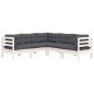vidaXL 5-tlg. Garten-Lounge-Set mit Kissen Weiß Kiefer Massivholz vidaXL 5-tlg. Garten-Lounge-Set mit Kissen Weiß Kiefer Massivholz