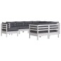 vidaXL 9-tlg. Garten-Lounge-Set mit Kissen Weiß Kiefer Massivholz vidaXL 9-tlg. Garten-Lounge-Set mit Kissen Weiß Kiefer Massivholz