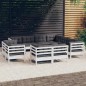 vidaXL 11-tlg. Garten-Lounge-Set mit Kissen Weiß Massivholz Kiefer vidaXL 11-tlg. Garten-Lounge-Set mit Kissen Weiß Massivholz Kiefer