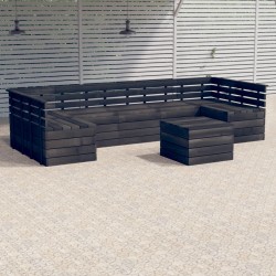 7-tlg. Garten-Sofagarnitur aus Paletten Kiefernholz Dunkelgrau
