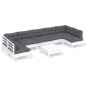 vidaXL 8-tlg. Garten-Lounge-Set mit Kissen Weiß Kiefer Massivholz vidaXL 8-tlg. Garten-Lounge-Set mit Kissen Weiß Kiefer Massivholz