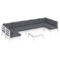vidaXL 8-tlg. Garten-Lounge-Set mit Kissen Weiß Kiefer Massivholz vidaXL 8-tlg. Garten-Lounge-Set mit Kissen Weiß Kiefer Massivholz
