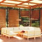 vidaXL 12-tlg. Garten-Lounge-Set mit Creme Kissen Massivholz Kiefer vidaXL 12-tlg. Garten-Lounge-Set mit Creme Kissen Massivholz Kiefer