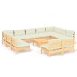 vidaXL 12-tlg. Garten-Lounge-Set mit Creme Kissen Massivholz Kiefer vidaXL 12-tlg. Garten-Lounge-Set mit Creme Kissen Massivholz Kiefer