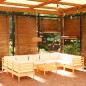 vidaXL 10-tlg. Garten-Lounge-Set mit Creme Kissen Kiefernholz vidaXL 10-tlg. Garten-Lounge-Set mit Creme Kissen Kiefernholz