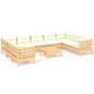 vidaXL 10-tlg. Garten-Lounge-Set mit Creme Kissen Kiefernholz vidaXL 10-tlg. Garten-Lounge-Set mit Creme Kissen Kiefernholz