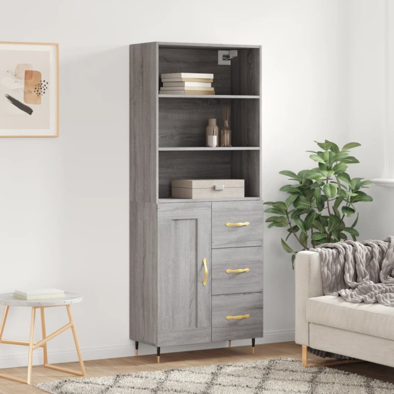 Highboard Grau Sonoma 69,5x34x180 cm Holzwerkstoff Highboard Grau Sonoma 69,5x34x180 cm Holzwerkstoff