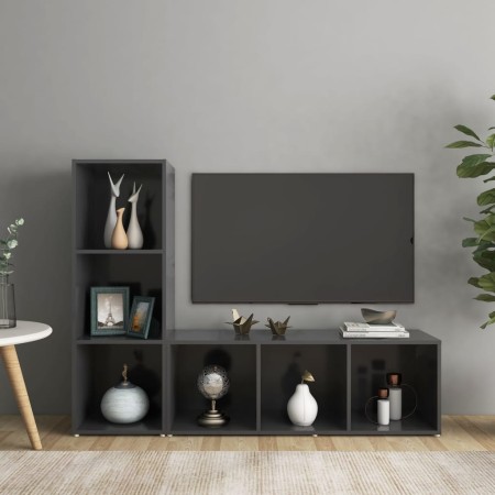 vidaXL TV-Schränke 2 Stk. Grau 107x35x37 cm Holzwerkstoff