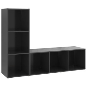 vidaXL TV-Schränke 2 Stk. Grau 107x35x37 cm Holzwerkstoff