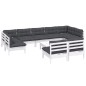 vidaXL 10-tlg. Garten-Lounge-Set mit Kissen Weiß Kiefer Massivholz vidaXL 10-tlg. Garten-Lounge-Set mit Kissen Weiß Kiefer Massivholz