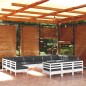 vidaXL 14-tlg. Garten-Lounge-Set mit Kissen Weiß Kiefernholz vidaXL 14-tlg. Garten-Lounge-Set mit Kissen Weiß Kiefernholz