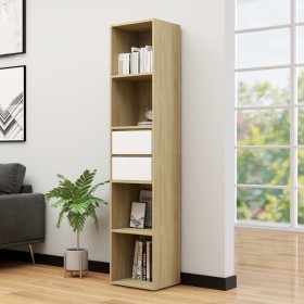 vidaXL Bücherregal Weiß Sonoma-Eiche 36x30x171 cm Holzwerkstoff