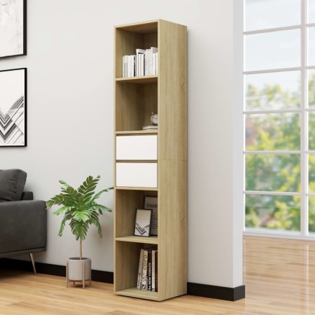 vidaXL Bücherregal Weiß Sonoma-Eiche 36x30x171 cm Holzwerkstoff