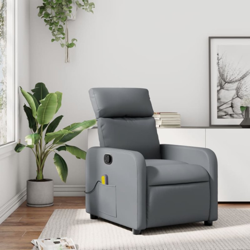 vidaXL Massagesessel Grau Kunstleder vidaXL Massagesessel Grau Kunstleder