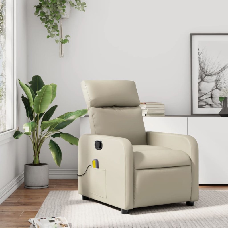 vidaXL Massagesessel Creme Kunstleder vidaXL Massagesessel Creme Kunstleder