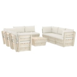 vidaXL 9-tlg. Garten-Sofagarnitur aus Paletten mit Kissen Fichtenholz 