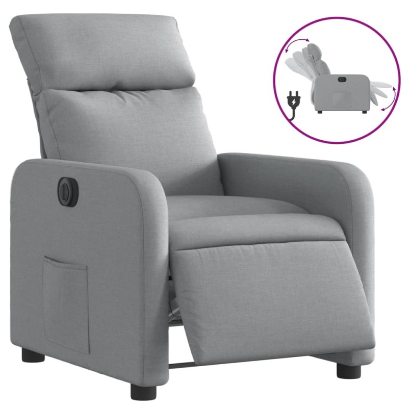 vidaXL Relaxsessel Elektrisch Hellgrau Stoff vidaXL Relaxsessel Elektrisch Hellgrau Stoff
