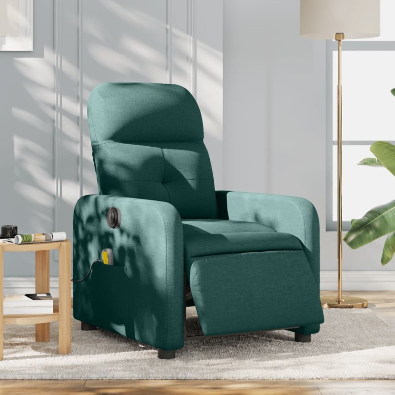 vidaXL Massagesessel Elektrisch Dunkelgrün Stoff vidaXL Massagesessel Elektrisch Dunkelgrün Stoff