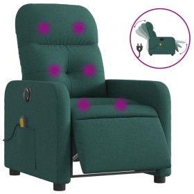 vidaXL Massagesessel Elektrisch Dunkelgrün Stoff