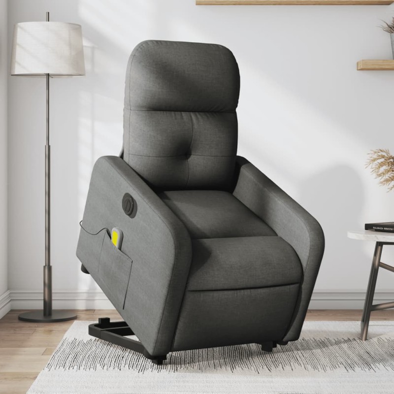 vidaXL Elektrischer Massagesessel mit Aufstehhilfe Dunkelgrau Stoff vidaXL Elektrischer Massagesessel mit Aufstehhilfe Dunkelgrau Stoff