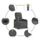 vidaXL Elektrischer Massagesessel mit Aufstehhilfe Dunkelgrau Stoff vidaXL Elektrischer Massagesessel mit Aufstehhilfe Dunkelgrau Stoff