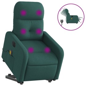 vidaXL Elektrischer Massagesessel mit Aufstehhilfe Dunkelgrün Stoff