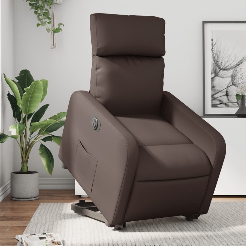 vidaXL Relaxsessel mit Aufstehhilfe Elektrisch Braun Kunstleder vidaXL Relaxsessel mit Aufstehhilfe Elektrisch Braun Kunstleder