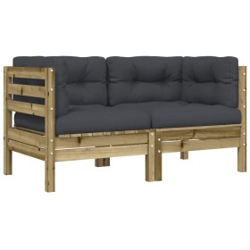 vidaXL Garten-Ecksofa mit Kissen 2 Stk. Kiefernholz Imprägniert