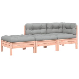vidaXL Gartensofa mit Kissen und Hocker 2-Sitzer