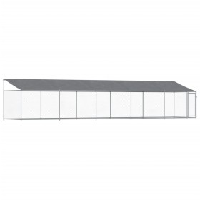 vidaXL Hundezwinger mit Dach und Tür Grau 10x2x2 m Verzinkter Stahl