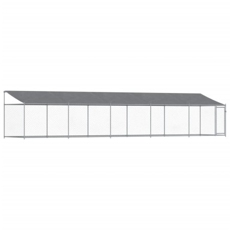 vidaXL Hundezwinger mit Dach und Tür Grau 10x2x2 m Verzinkter Stahl