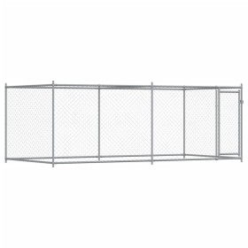 vidaXL Hundezwinger mit Tür Grau 4x2x1,5 m Verzinkter Stahl